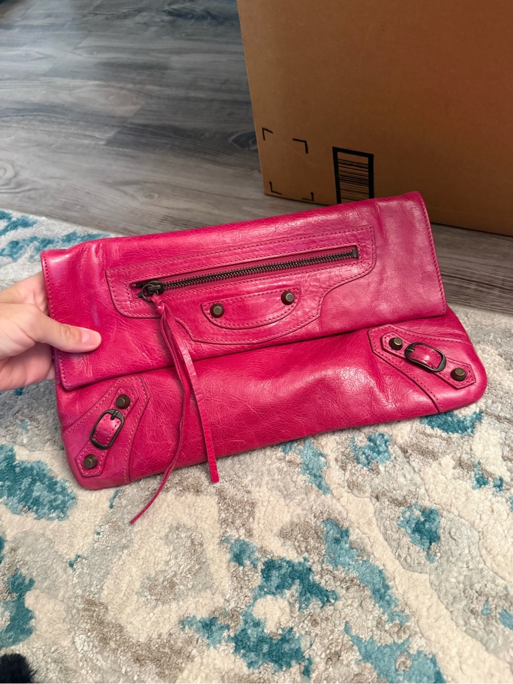 Hot pink clutch